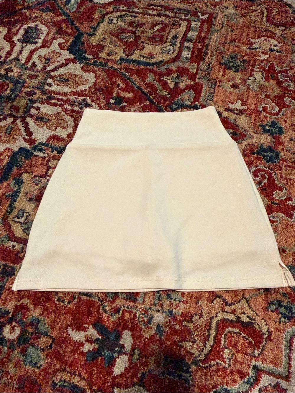 Cream High-Rise Mini Skirt with Wide Waistband